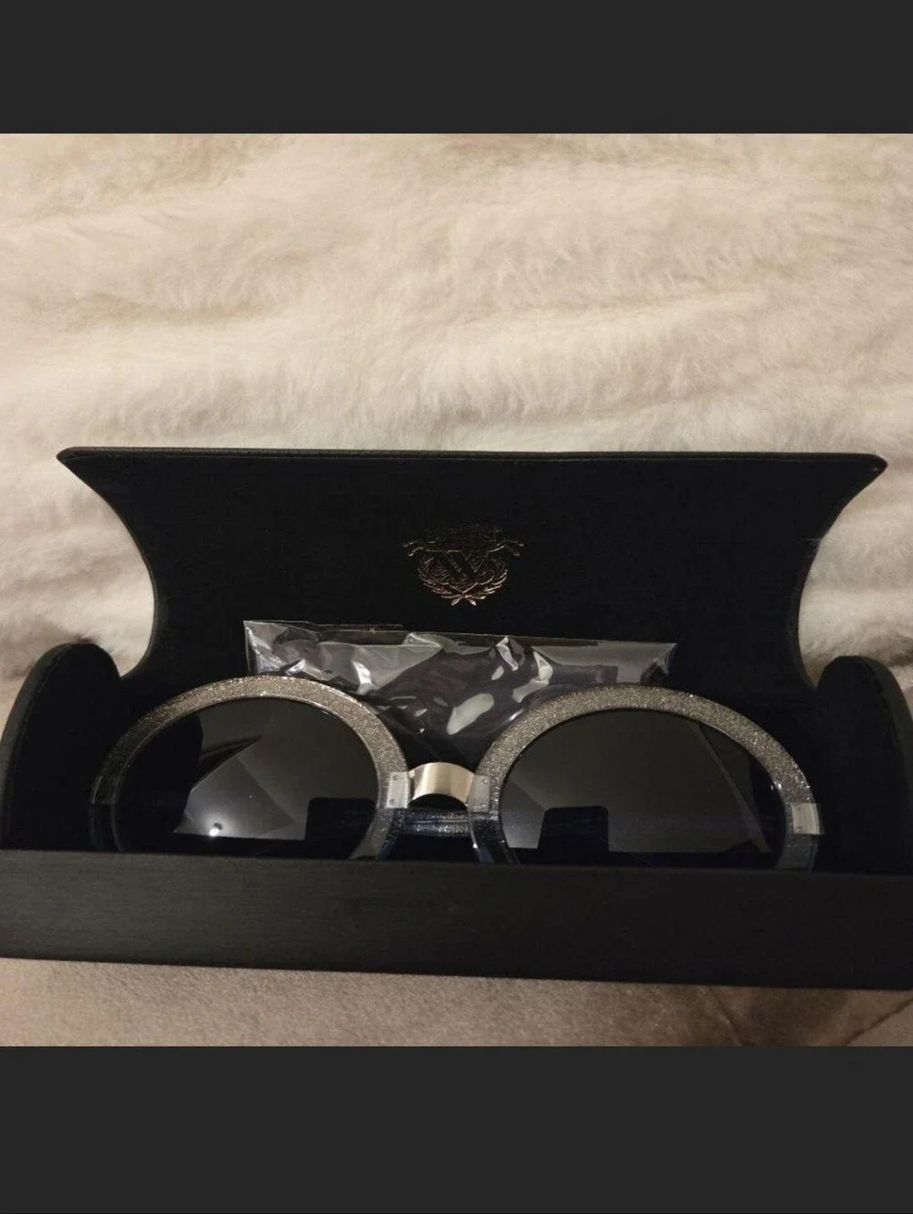 Wildfox Malibu Glitter Round Sunglasses - Silver Glitter & Blue Gradient